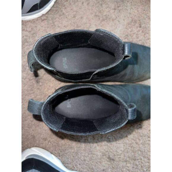 Teva Women's Ellery Pull On Black Leather Waterproof Chelsea Boots 6.5 - Picture 3 of 4